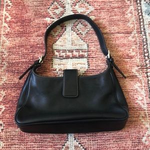 Coach Black Leather Handbag with white stitching